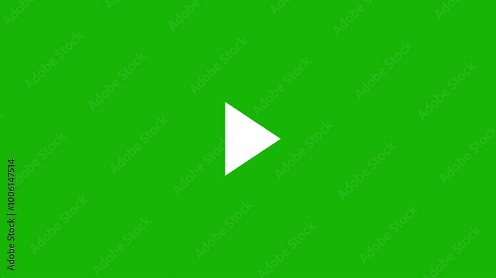 4K Play pause video button animation in center over a transparent background and green screen, alpha channel and chroma key