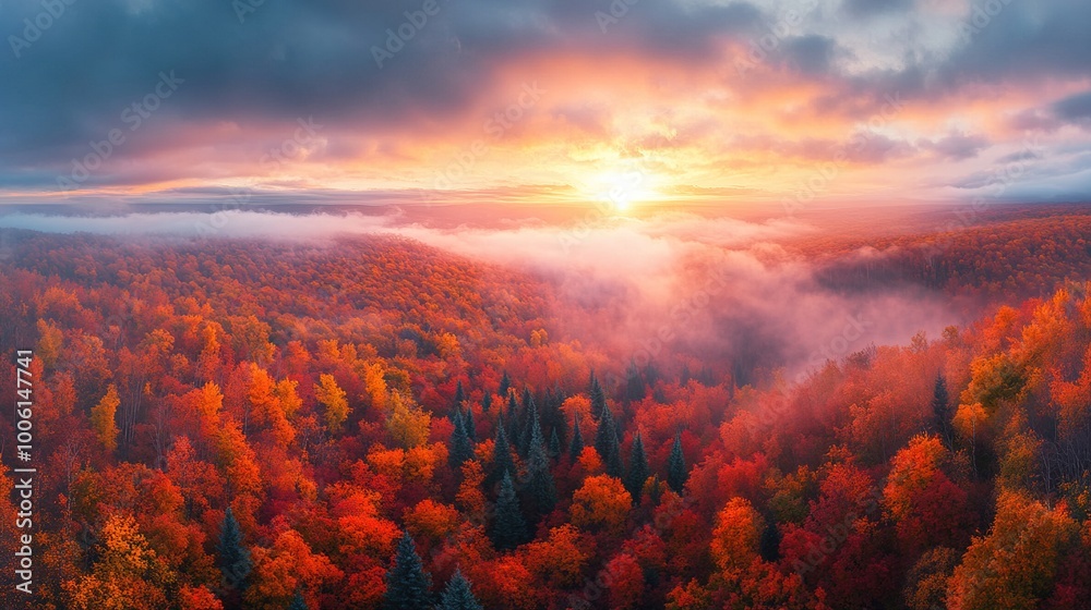 Vibrant Autumn Landscape at Sunrise Vibrant Autumn Landscape at Sunrise