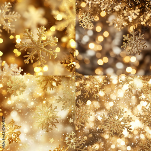 christmas background with golden balls  snowflakes new  year