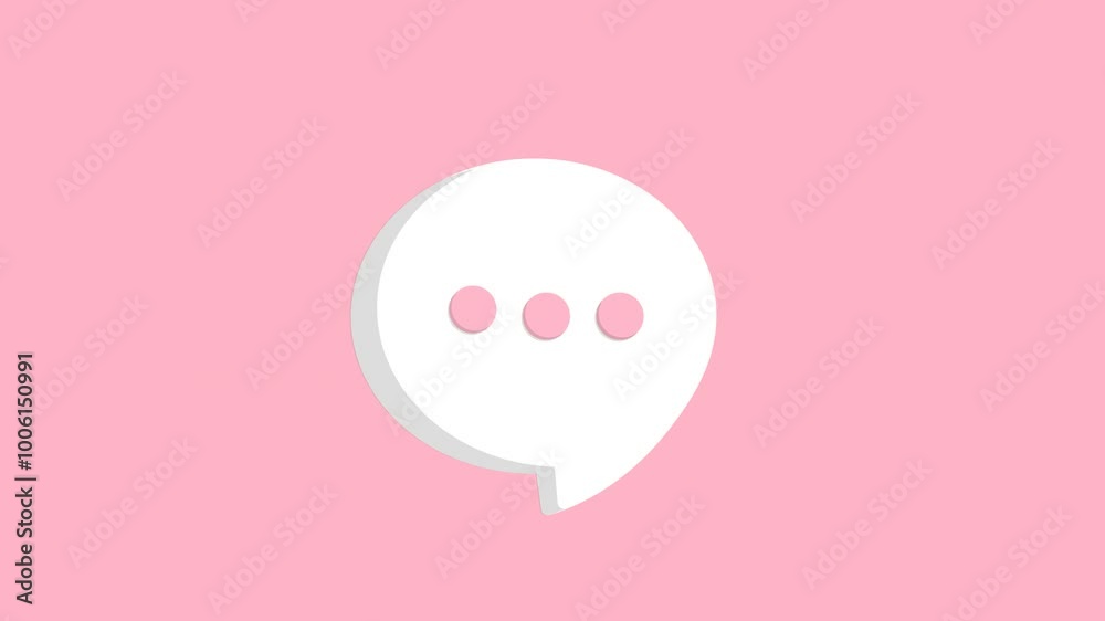 A white speech chat bubble with three pink dots. Animated Icon
A white speech chat bubble with three pink dots. Animated Icon