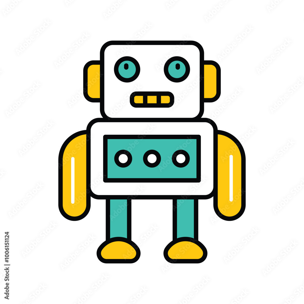 Fototapeta premium robot color line icon with white background vector stock illustration