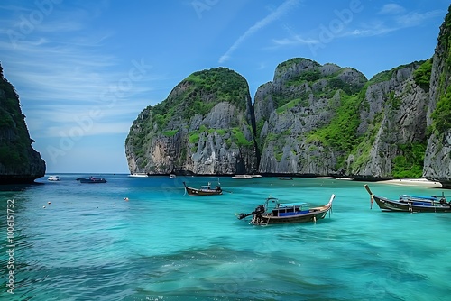 Beautiful beach with white sand and turquoise water in Palawan, Philippines