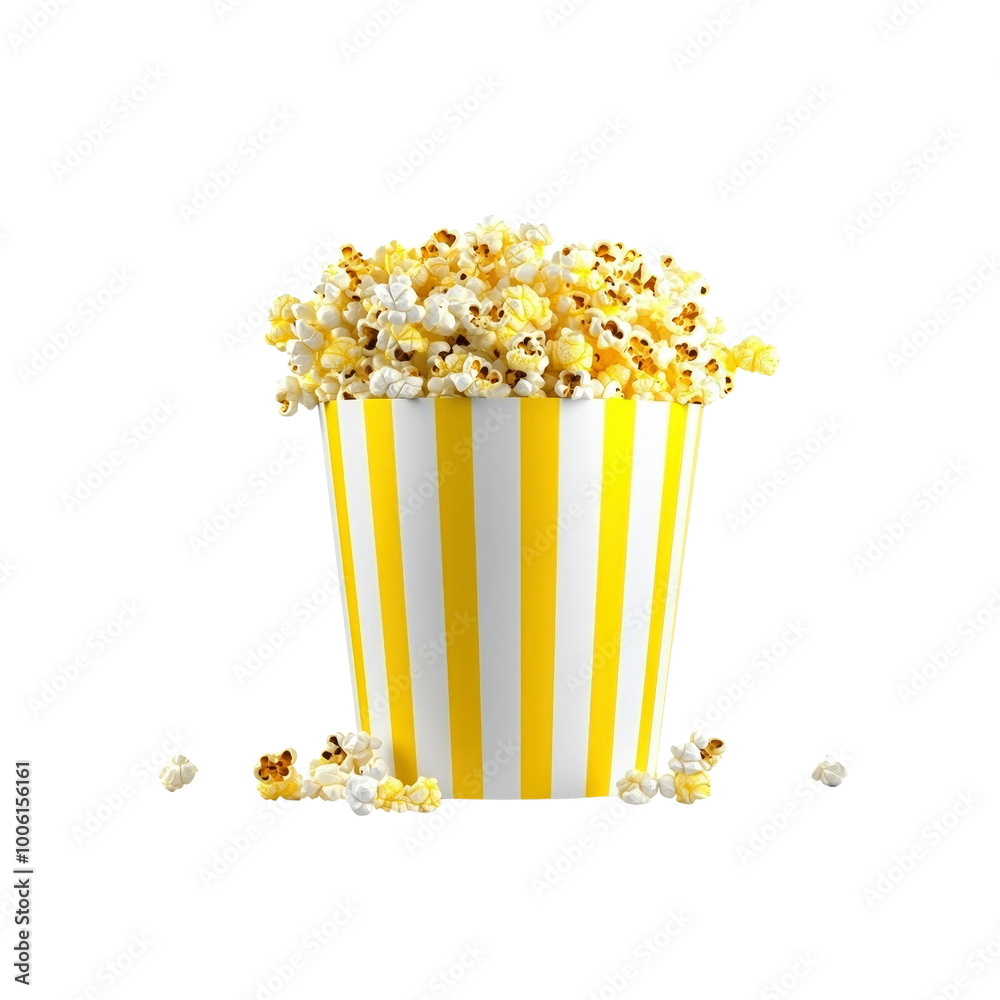 Popcorn in a Yellow and White Striped Bucket Popcorn in a Yellow and White Striped Bucket