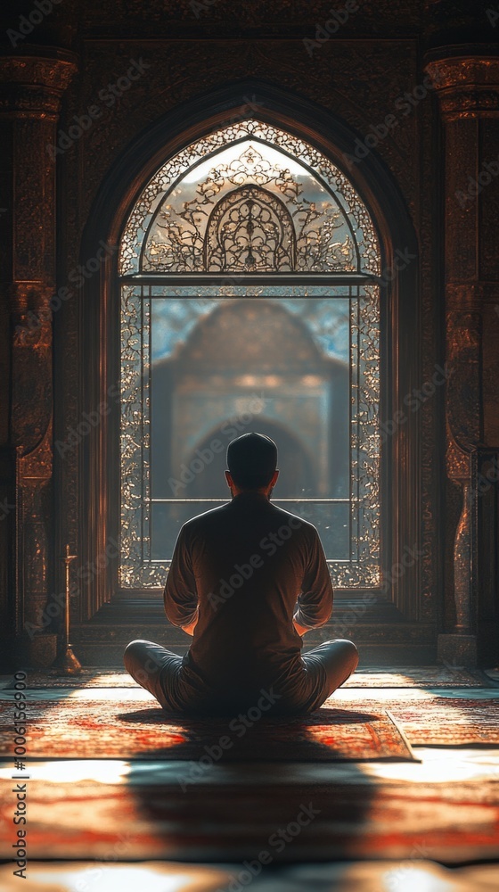 A man is sitting in a room with a window A man is sitting in a room with a window