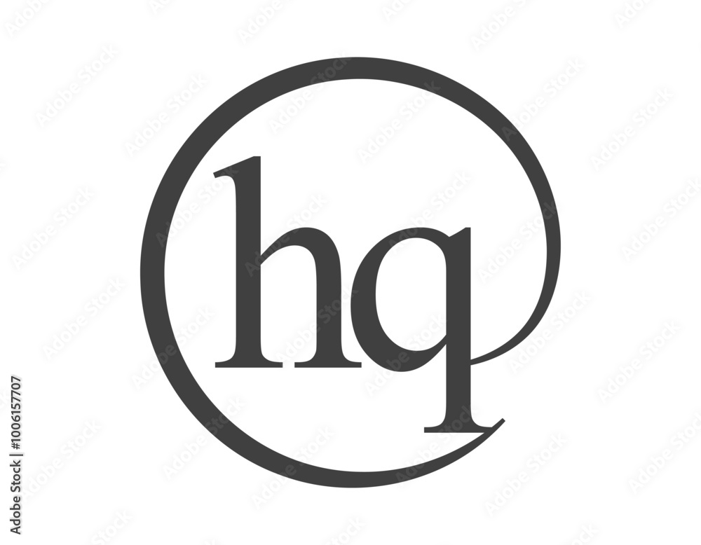 HQ logo from two letter with circle shape email sign style. H and Q round logotype of business company HQ logo from two letter with circle shape email sign style. H and Q round logotype of business company