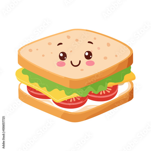 Sandwich Food Eat Meal Cuisine Animation Kawaii Character
