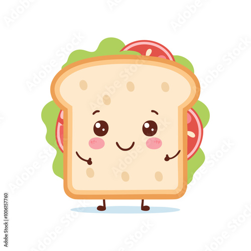 Sandwich Food Eat Meal Cuisine Animation Kawaii Character
