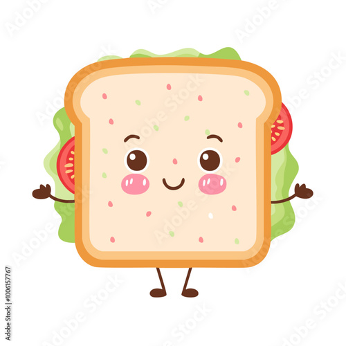 Sandwich Food Eat Meal Cuisine Animation Kawaii Character
