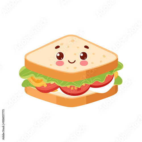 Sandwich Food Eat Meal Cuisine Animation Kawaii Character
