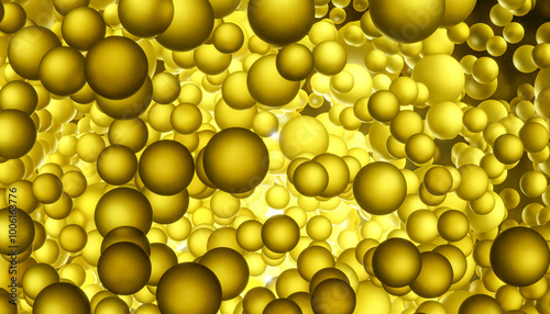 3D rendering of abstract yellow balls creating a vibrant background. photo