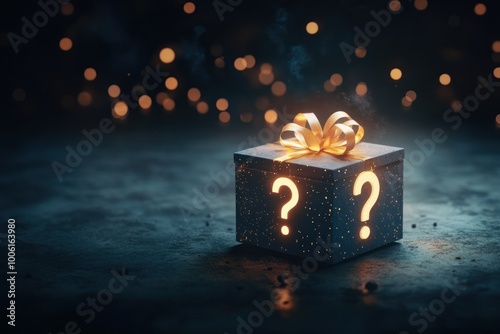 Mysterious Illuminated Gift Box with Question Marks