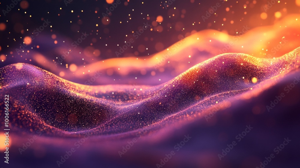Fototapeta premium Glowing Abstract Wavy Particles Background