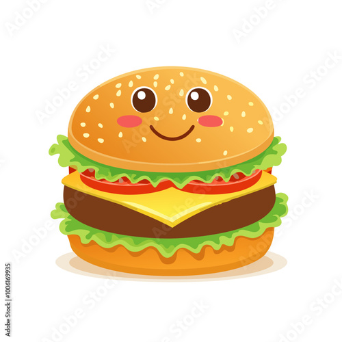 Hamburger Food Eat Meal Cuisine Animation Kawaii Character
