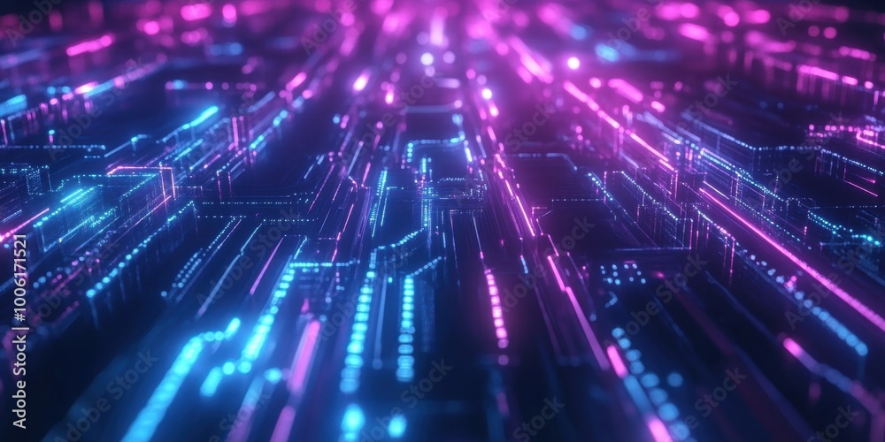 Fototapeta premium abstract technology background with glowing lines and dots