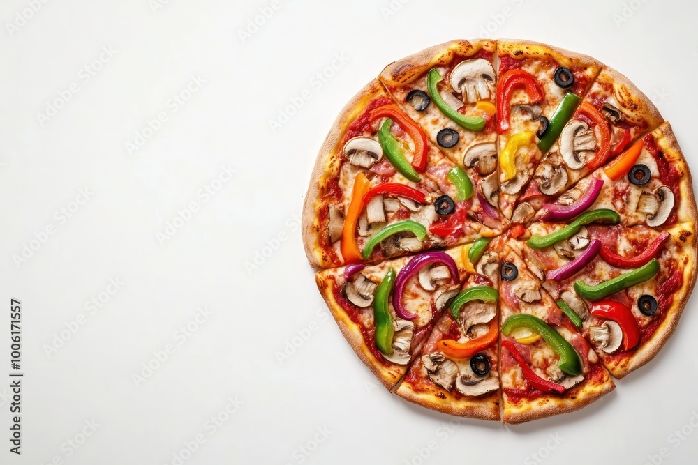 Colorful Vegetable Pizza on White Background Colorful Vegetable Pizza on White Background