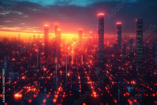 Futuristic Cityscape at Sunset