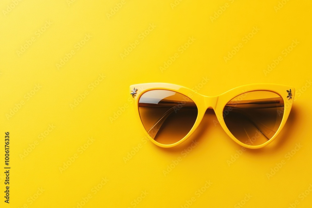 Stylish Yellow Sunglasses on Vibrant Background Stylish Yellow Sunglasses on Vibrant Background