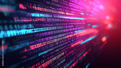 Complex digital binary strings on a holographic interface, side view, emphasizing the complexity of modern systems, futuristic tone, Complementary Color Scheme