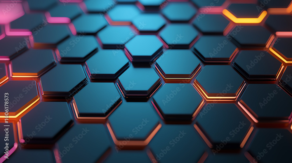 Colorful hexagonal pattern with a modern futuristic design Colorful hexagonal pattern with a modern futuristic design