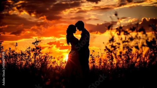 A couple sharing a sunset embrace, symbolizing a promise to stay together, couple promise, eternal love