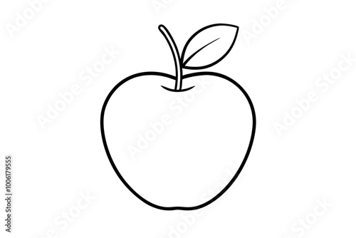 apple with a leaf silhouette vector illustration