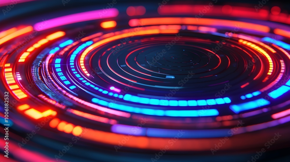 Abstract Neon Circle Technology Background Abstract Neon Circle Technology Background