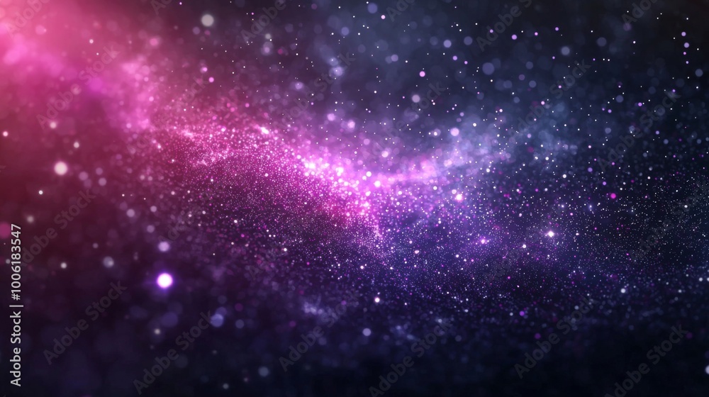 Fototapeta premium Vibrant Nebula with Purple and Red Flashes, a cosmic landscape filled with countless stars, showcasing the beauty and mystery of the universe in a minimalist setting.