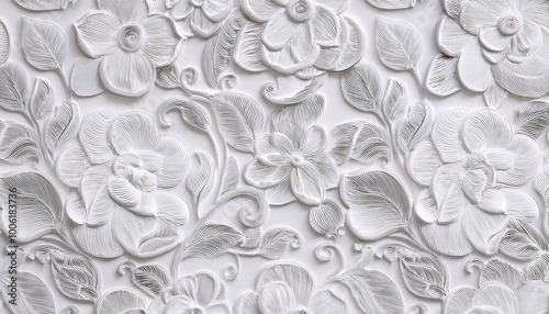 a white paper background adorned with delicately embossed flowers, a textured floral pattern that combines elegance with simplicity. SEAMLESS PATTERN. SEAMLESS WALLPAPER.