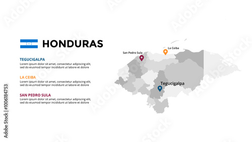 Honduras map Infographic, maps for countries elements design for presentation, can be used for presentation, workflow layout, diagram, annual report, web design.