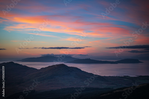 Sunset over the Isles of Rum, Muck and Eigg photo