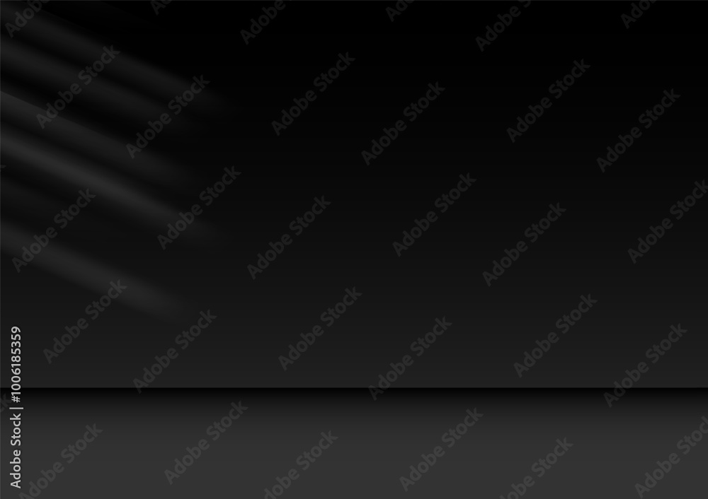 Black empty room studio wall with light and shadow texture abstract background. The minimal scene for mockup product display presentation.