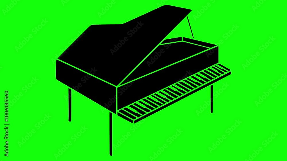 music illustration piano silhouette keyboard logo instrument icon concert melody musician play classical sound synthesizer jazz animation green screen