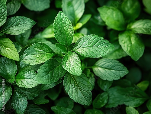 Close Up of Fresh Green Mint Leaves