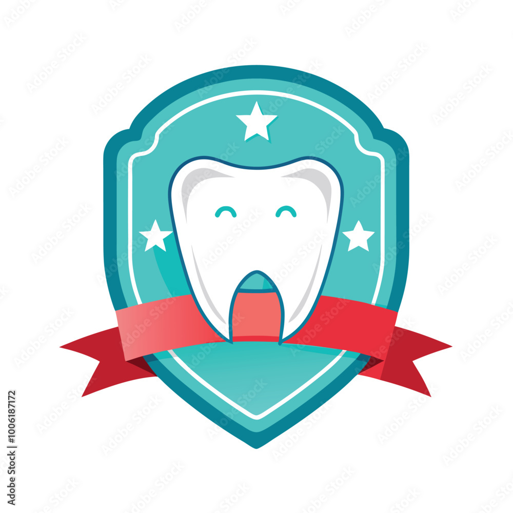 Dental sad logo template vector icon, realistic simple tooth cartoon badge design