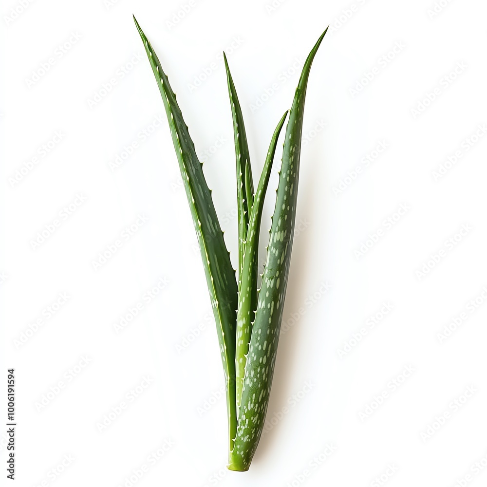 Fresh aloe vera leaf showcasing its vibrant green color and unique texture, perfect for wellness and natural product themes. Fresh aloe vera leaf showcasing its vibrant green color and unique texture, perfect for wellness and natural product themes.