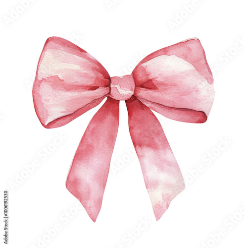 Elegant pink satin bow tied in a lush knot, suitable for gifts or fashion acc...