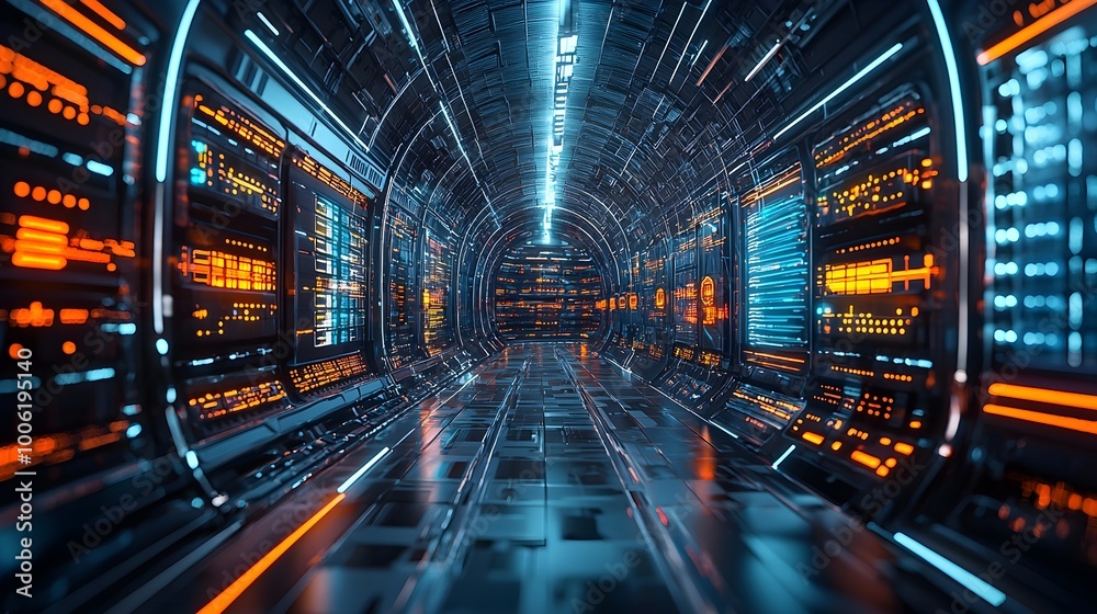 Futuristic Server Room Corridor Futuristic Server Room Corridor