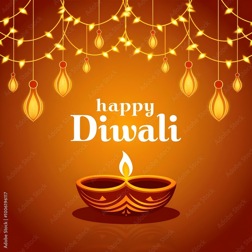 Naklejka premium Free Photo Happy Diwali festival banner background illustration generative ai 
