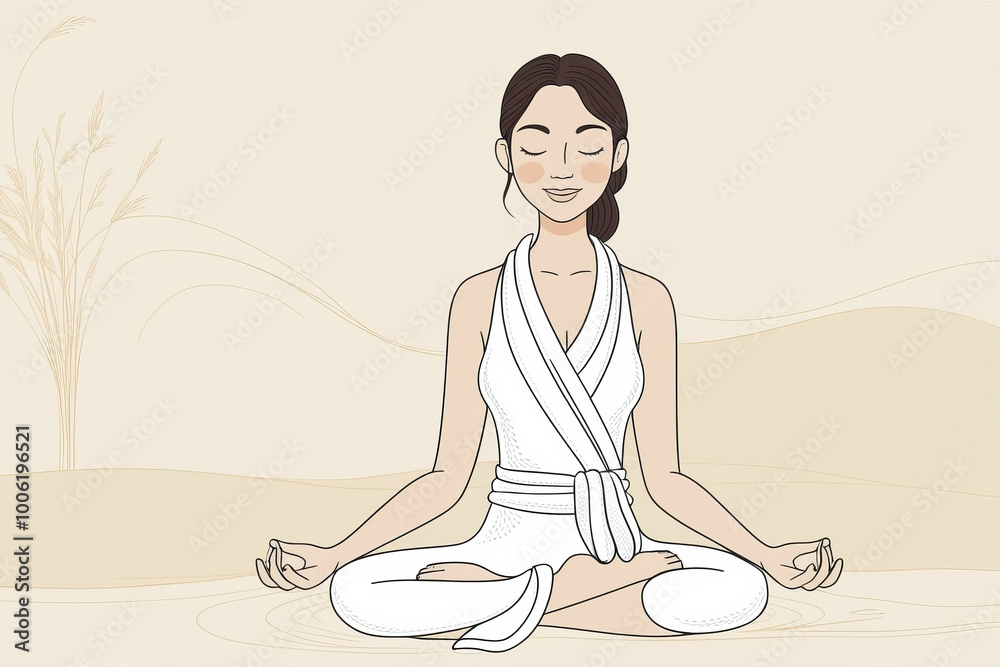 Woman sitting and doing yoga asanas, line art object isolated concept. AI generated Woman sitting and doing yoga asanas, line art object isolated concept. AI generated