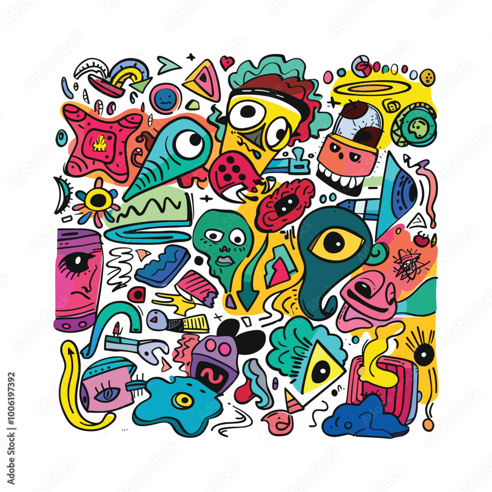 Fototapeta premium Monster Hand Drawn Doodle Vector Design