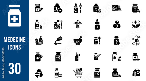 Medicine flat Icon set.