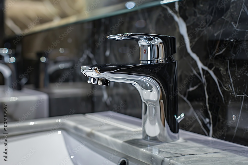 Modern faucet and sink in the bathroom Modern faucet and sink in the bathroom