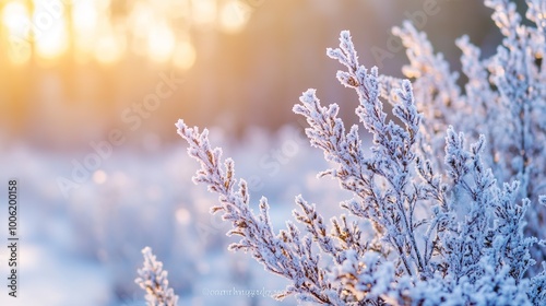 Frosty Flower in Golden Sunrise Light