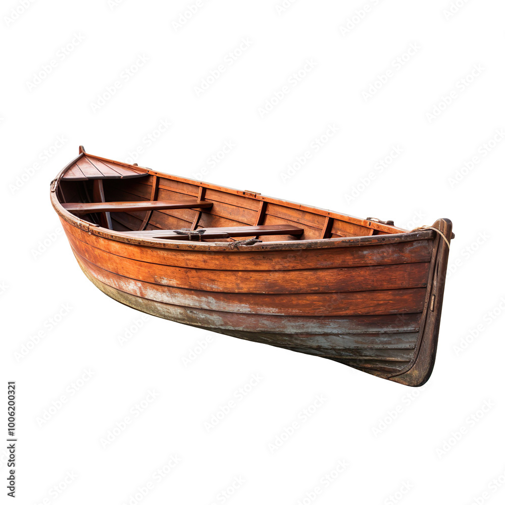 Aged Wood Rowing Boat isolated on transparent background Aged Wood Rowing Boat isolated on transparent background