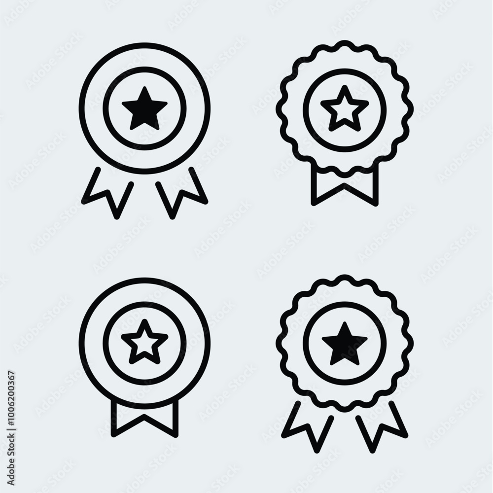 Award medal star shape icon set Award medal star shape icon set