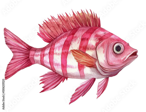 Colorful striped fish swimming in a bright underwater environment