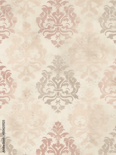 Aged Distressed Paper Texture with Damask-Patterned Shapes