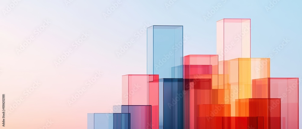 Abstract geometric shapes in vibrant colors on a soft gradient background. Abstract geometric shapes in vibrant colors on a soft gradient background.