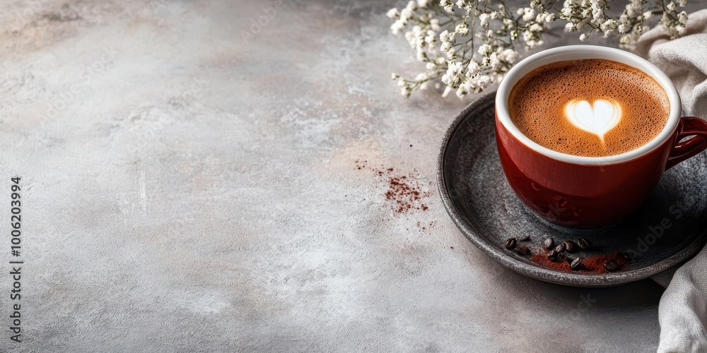 A warm cup of coffee with a heart-shaped foam on a rustic surface, perfect for cozy moments and coffee lovers. A warm cup of coffee with a heart-shaped foam on a rustic surface, perfect for cozy moments and coffee lovers.