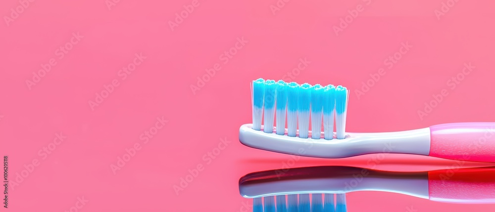 Colorful toothbrush on a vibrant pink background, suitable for dental hygiene concepts. Colorful toothbrush on a vibrant pink background, suitable for dental hygiene concepts.